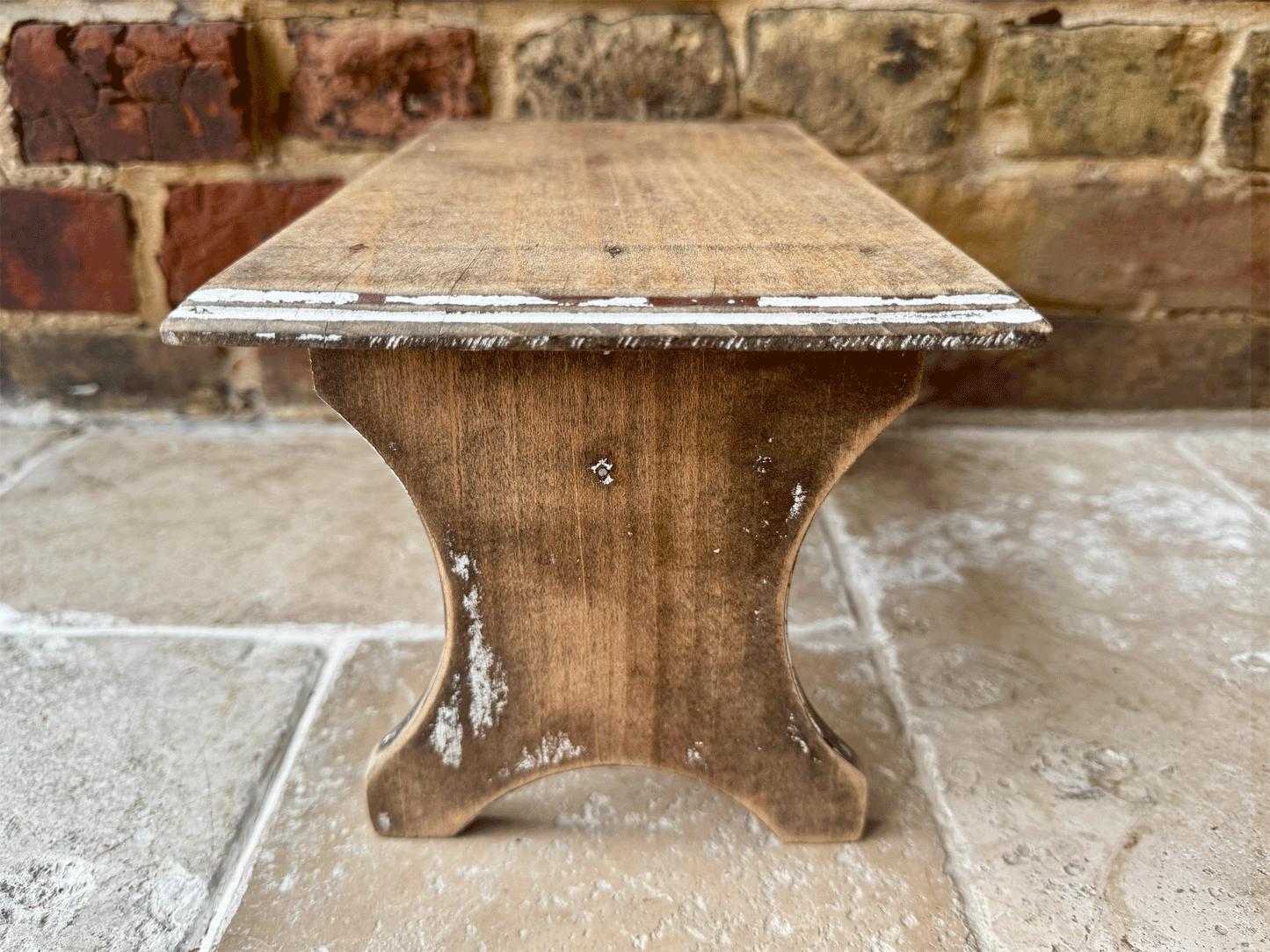 rustic vintage french wooden foot stool decoratove farmhouse interior accessory