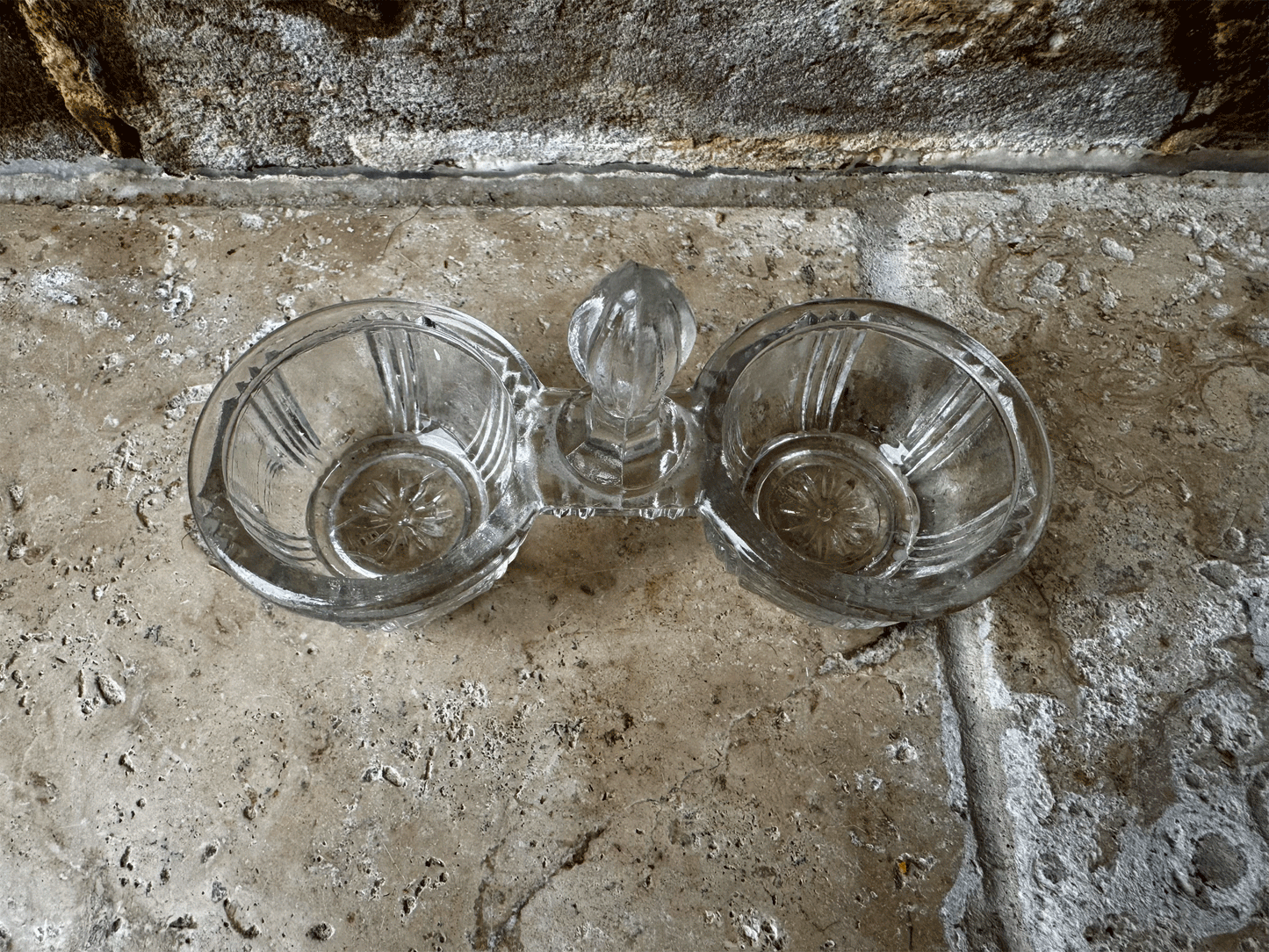 vintage french glass salt pepper cruet decorative tealight holder