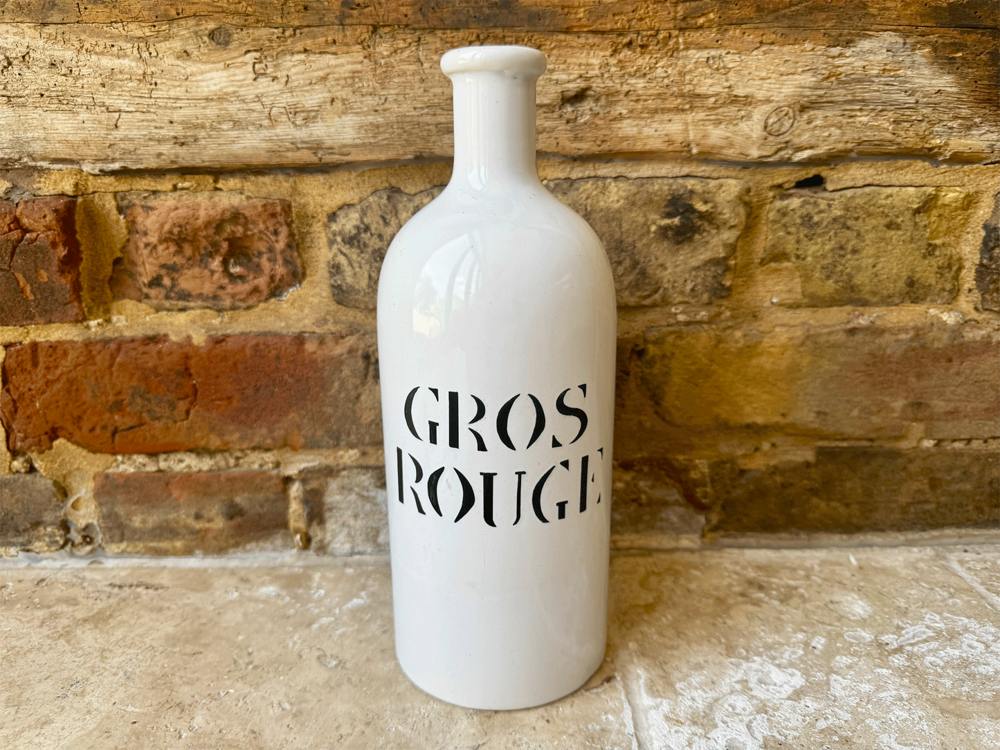 vintage french large white stoneware charolles art deco bottle red wine gros rouge