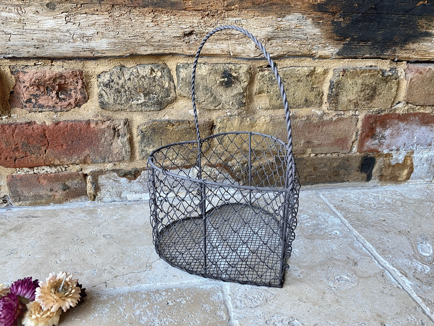 vintage french wirework egg basket trinket holder decorative heart