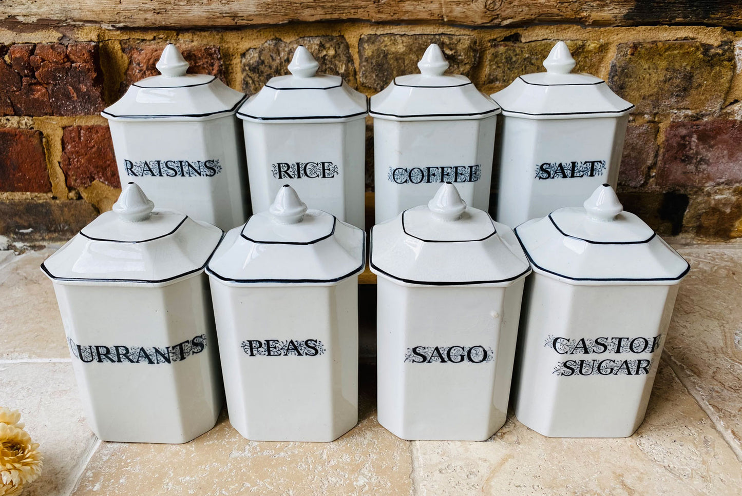 rare antique edwardian jappa gibson english kitchen labelled storage jar canister jappa gibsons