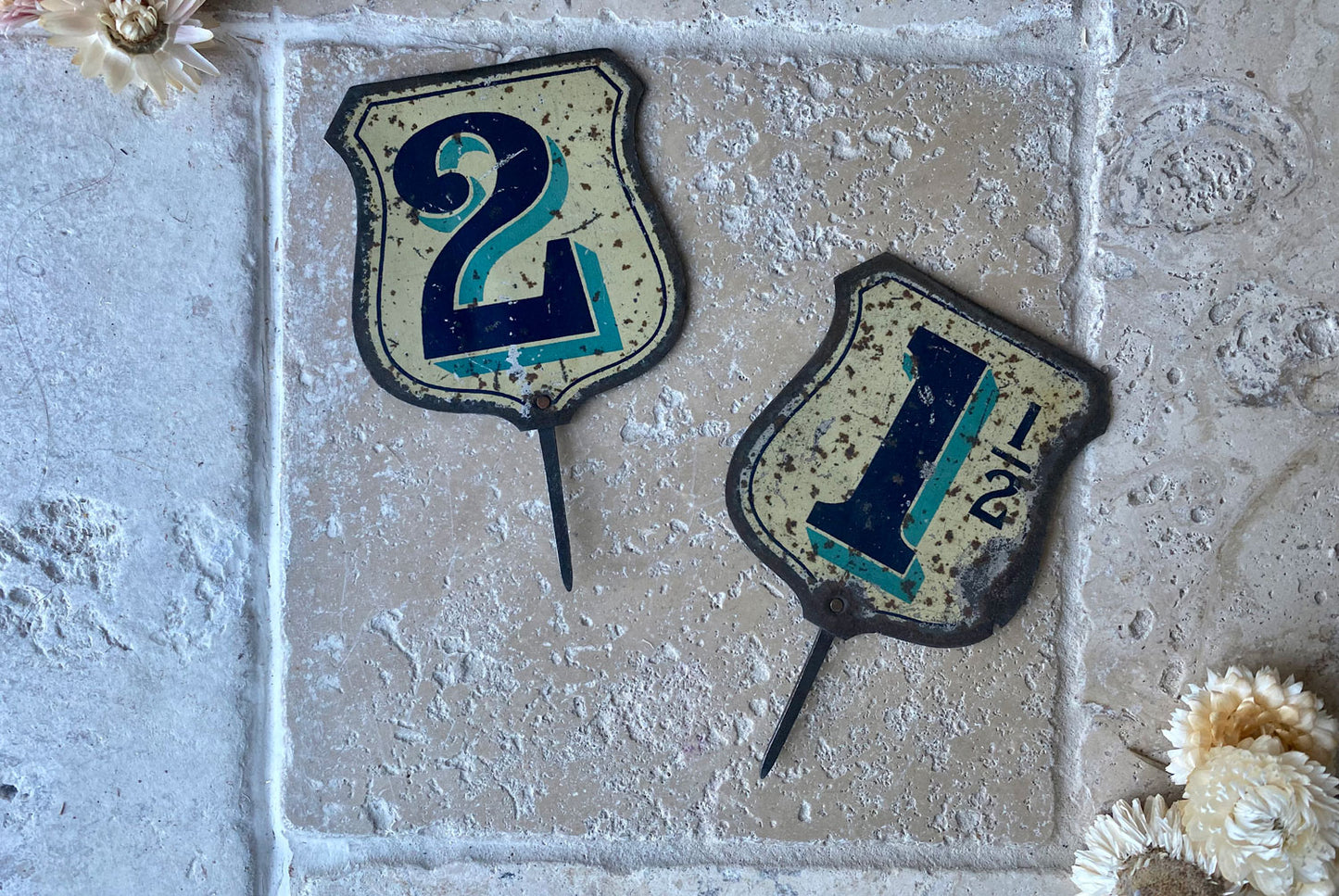 antique edwardian tin lithographed enamel grocers advertising price spike sign