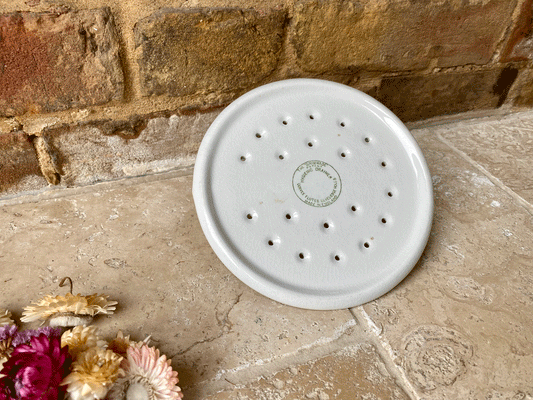 antique early 20th century 1920 grimwades white ironstone advertising hygienic drainer plate pierced strainer