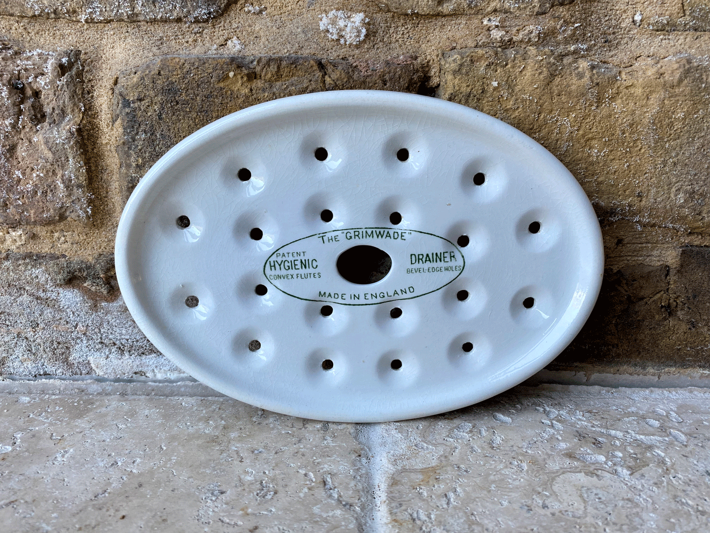 the grimwade antique 1920s white ironstone drainer strainer plate