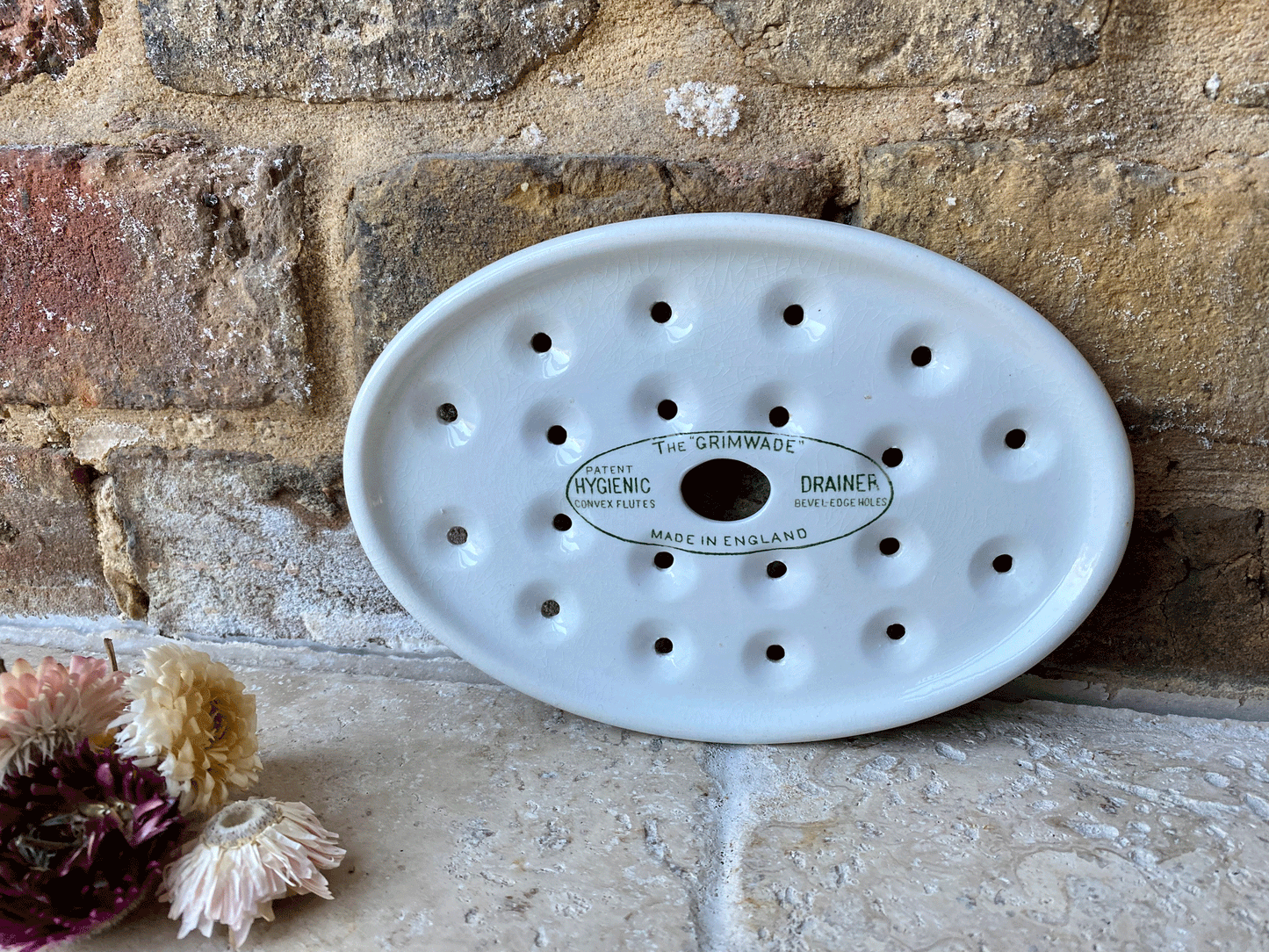 the grimwade antique 1920s white ironstone drainer strainer plate