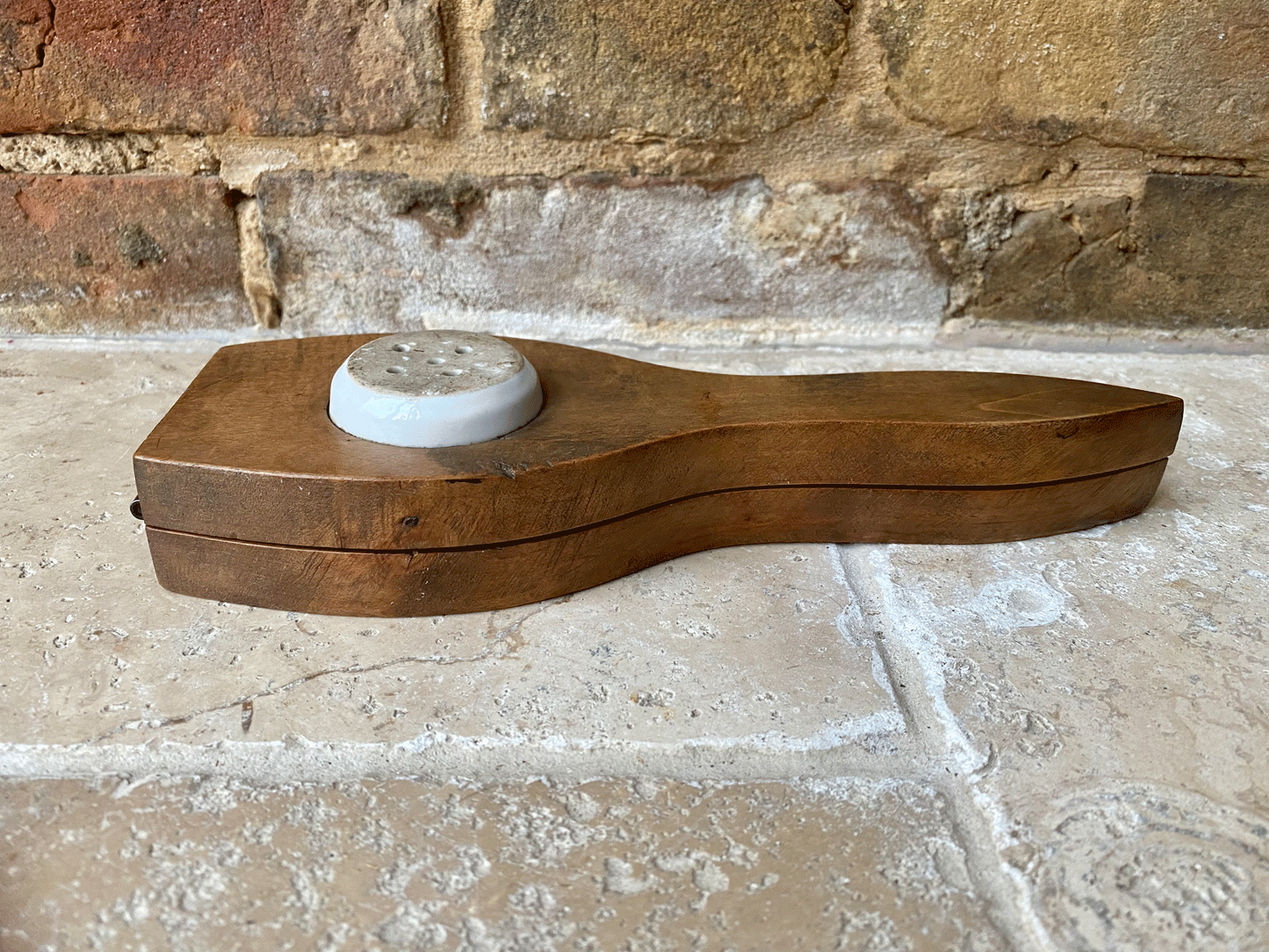 antique english treen wooden white ironstone early 20th century lemon squeezer