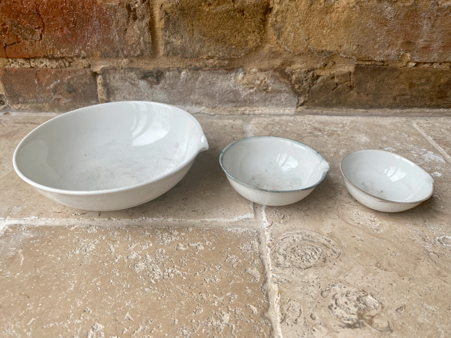 antique french 19th century porcelain white pharmacy medicine mixing bowl