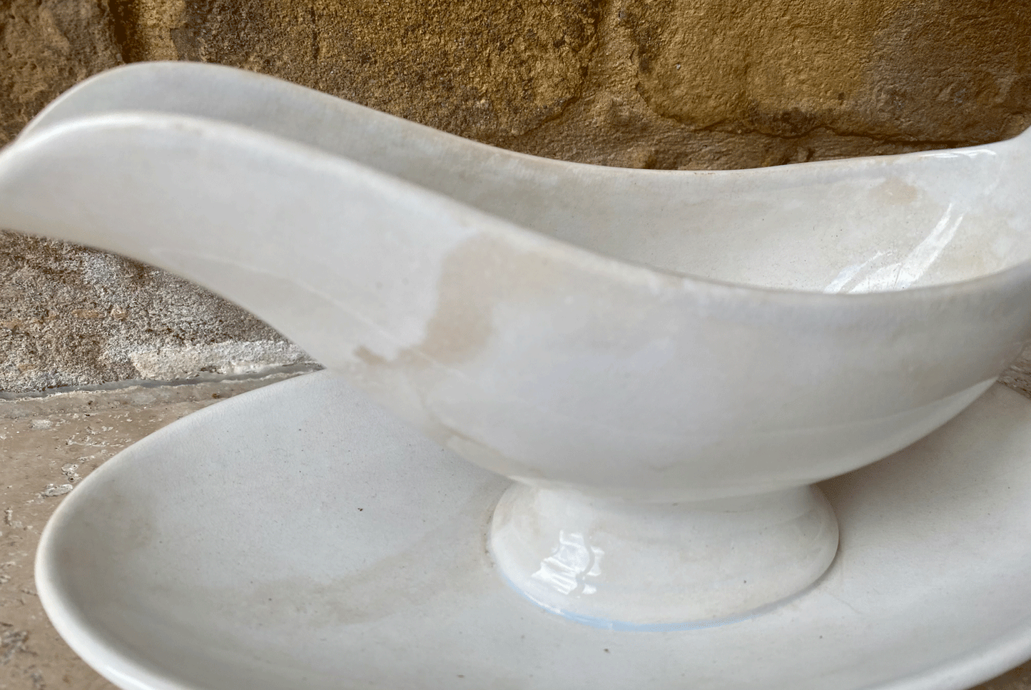 antique french sarreguemines white ironstone ravier sauce dish gravy boat sarreguemines