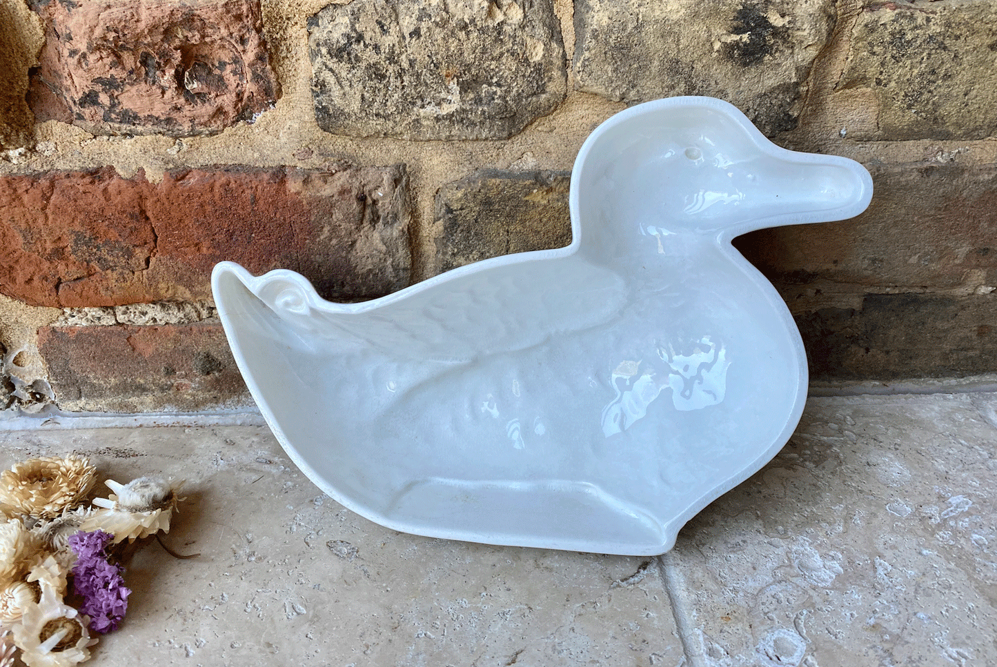 antique 1930s villeroy boch german white ironstone duck jelly mould