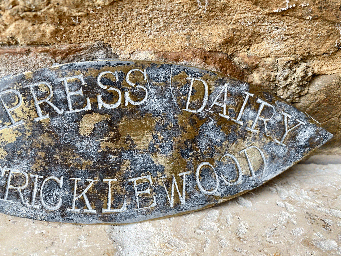 antique victorian brass advertising plaque express dairy cricklewood