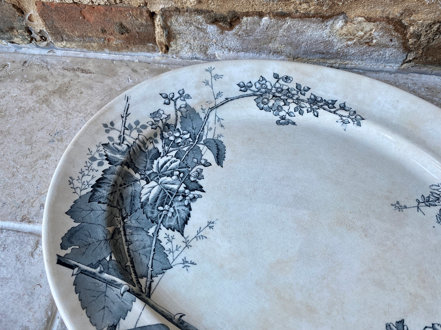 antique 19th century victorian transferware ironstone platter robert hammersley sons ascot pattern