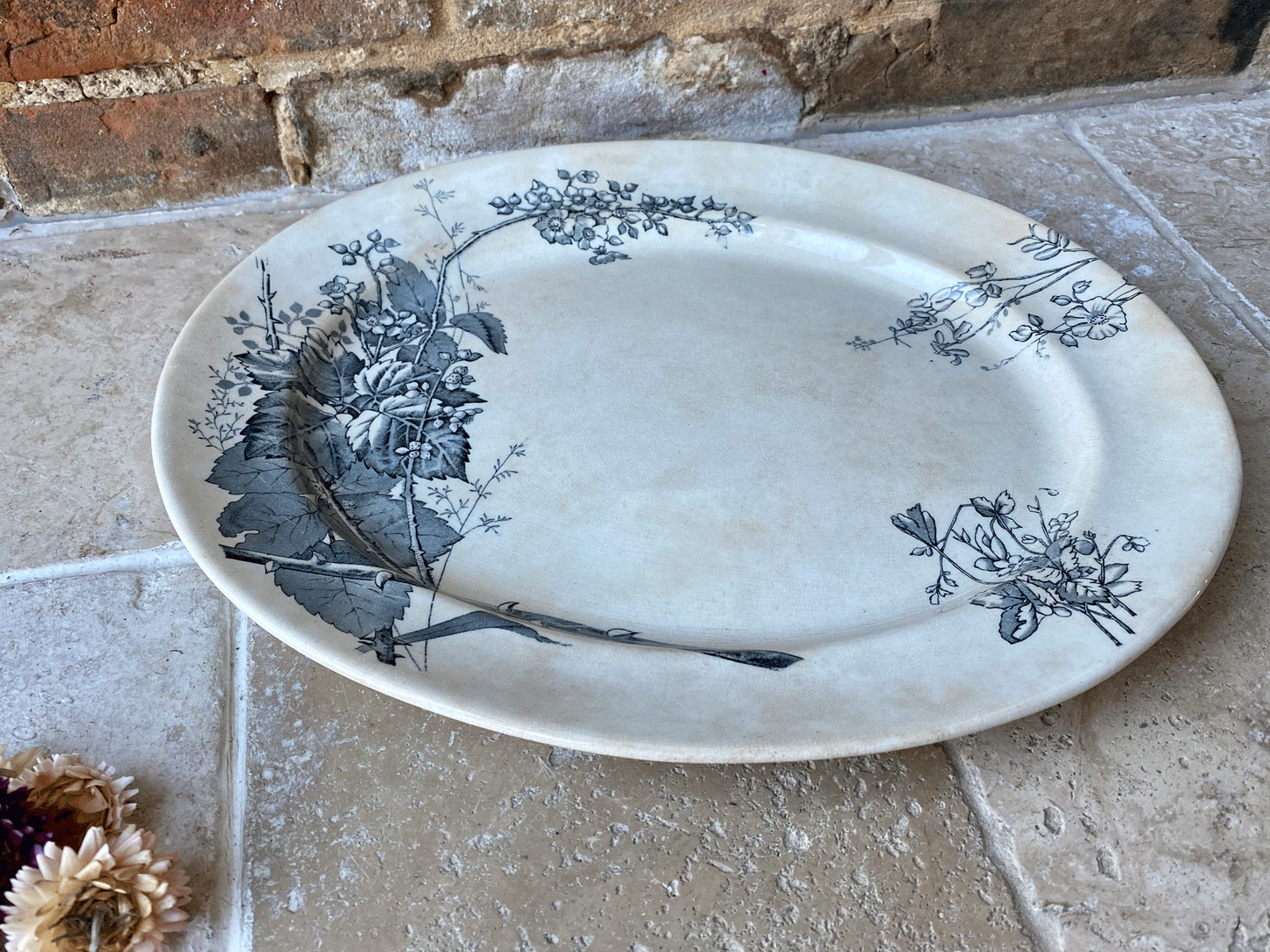antique 19th century victorian transferware ironstone platter robert hammersley sons ascot pattern