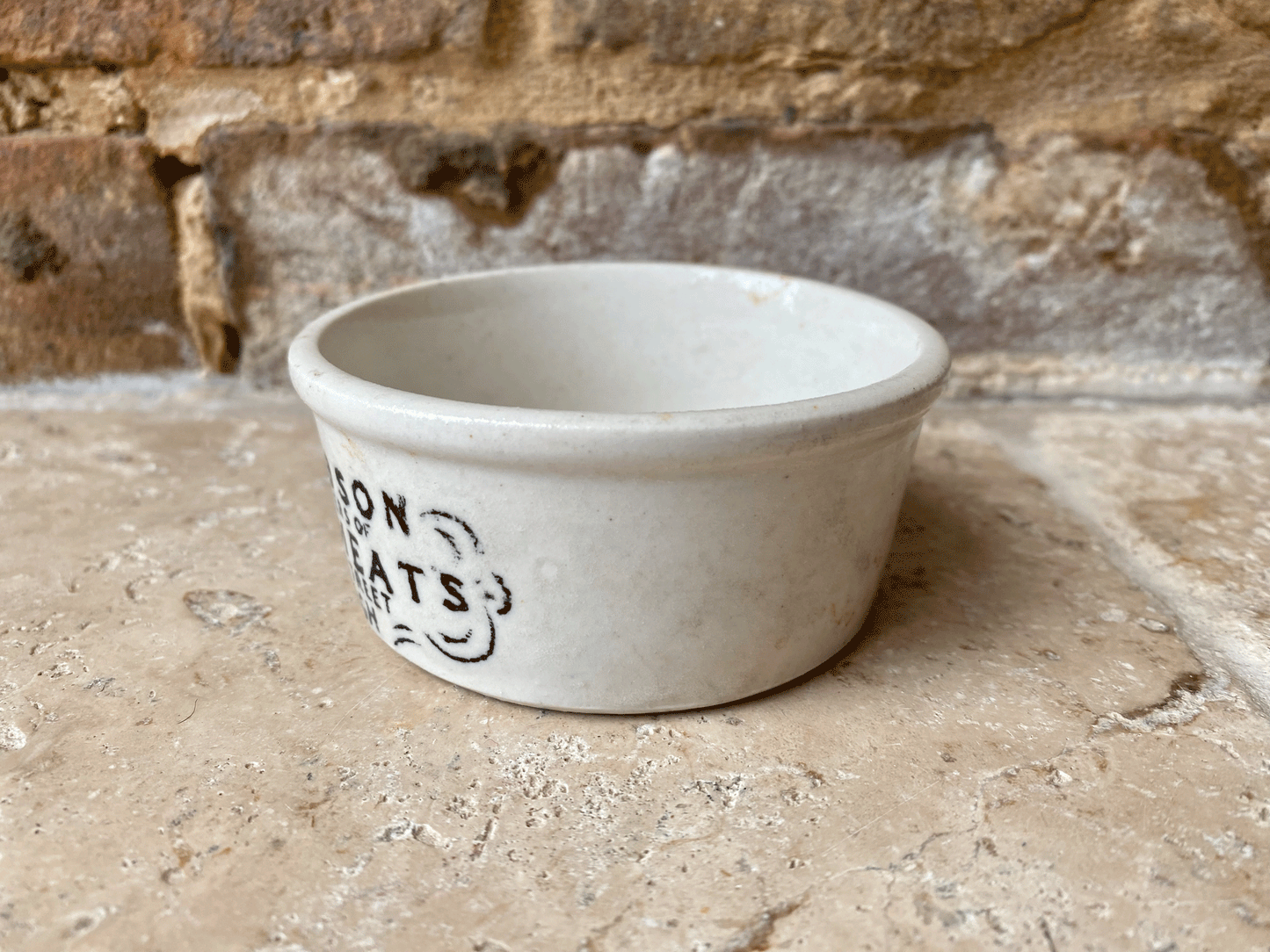 antique victorian white ironstone scottish english advertising pot r t gibson potted meats princes st edinburgh