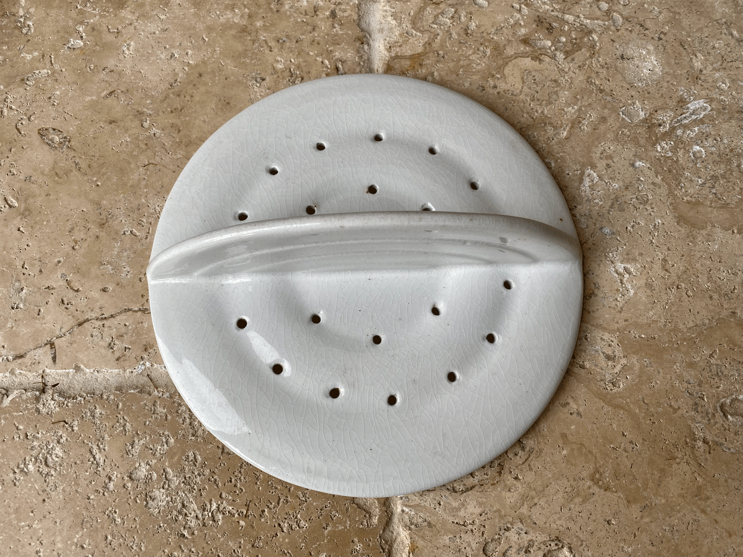antique early 20th century 1920 grimwades white ironstone advertising hygienic drainer plate pierced strainer