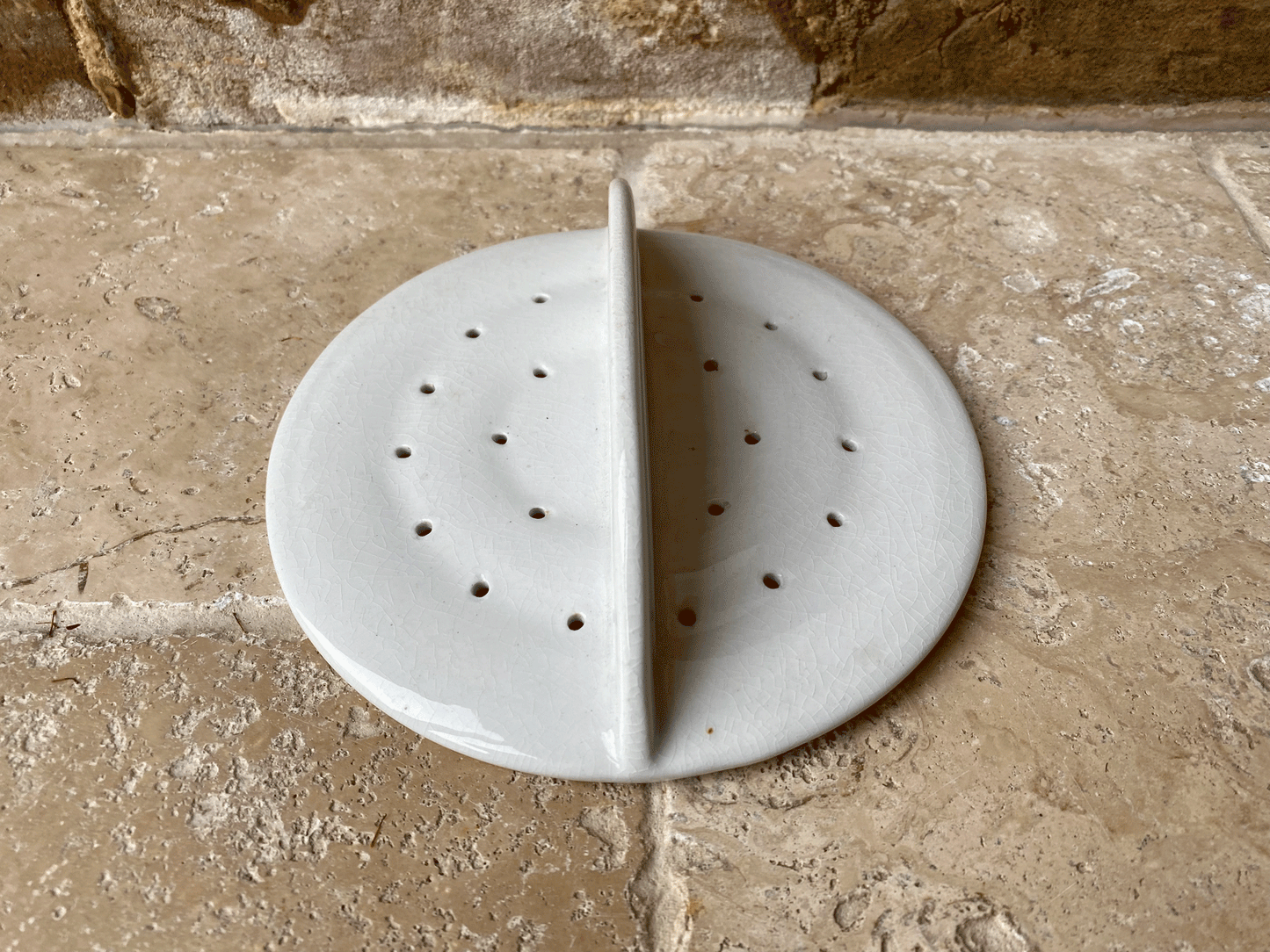 antique early 20th century 1920 grimwades white ironstone advertising hygienic drainer plate pierced strainer