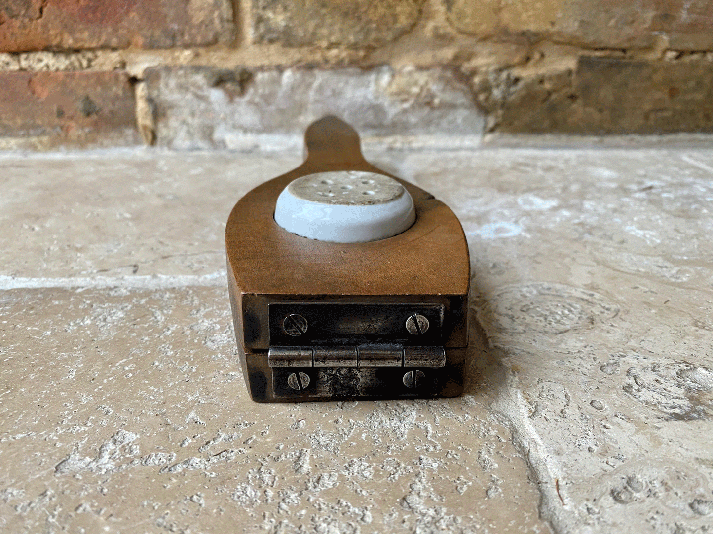 antique english treen wooden white ironstone early 20th century lemon squeezer