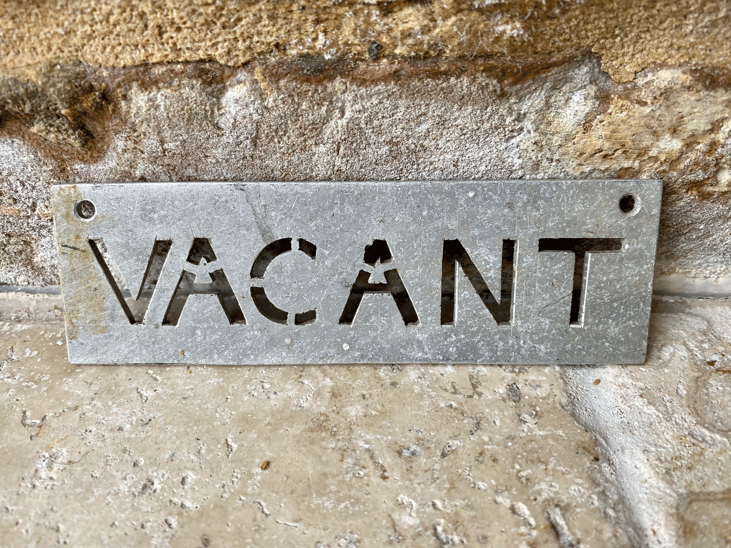 vintage english metal sign art deco stencil vacant engaged bathroom toilet sign