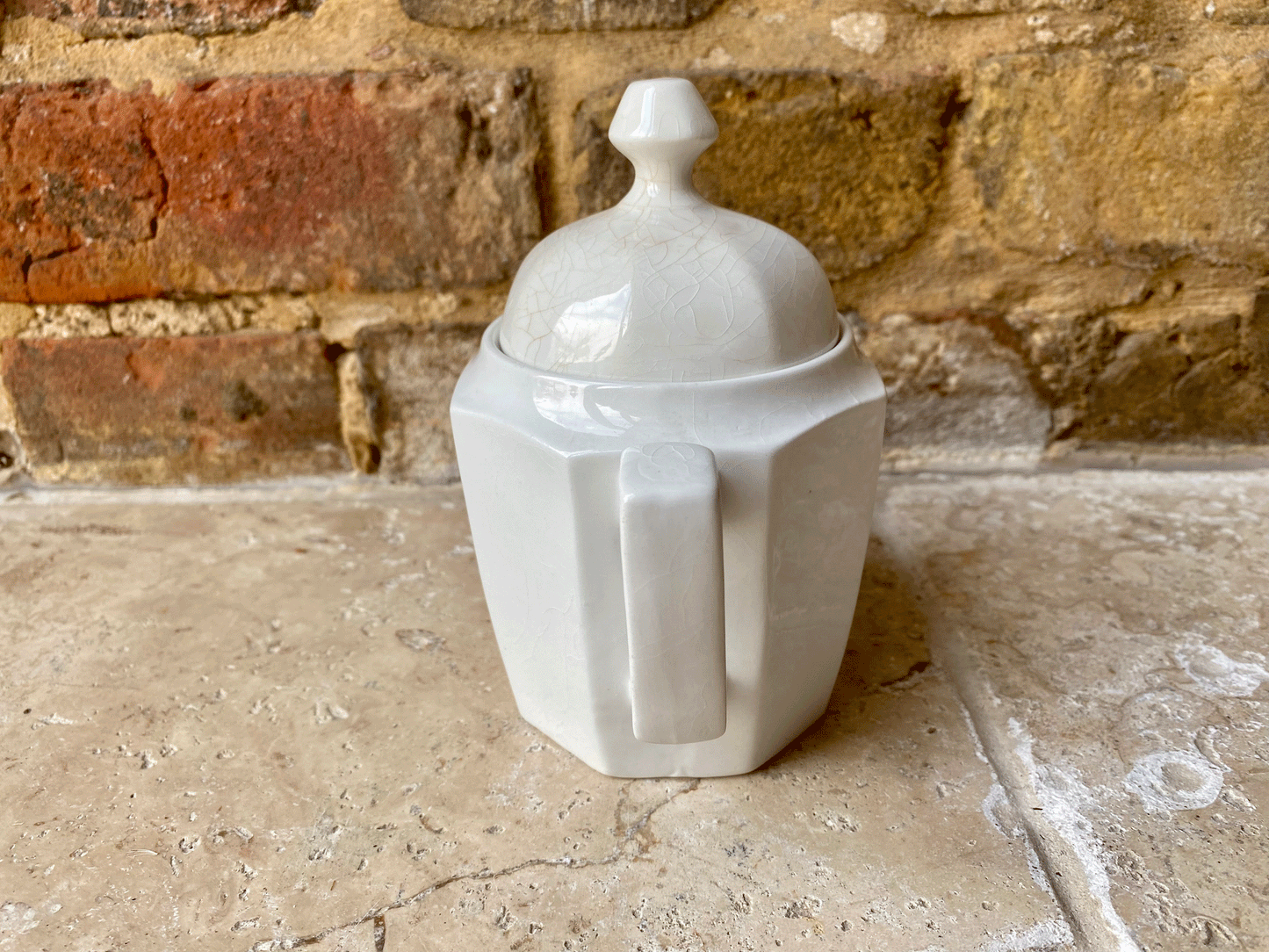 vintage mid century white ironstone sugar bowl dish pot grindley