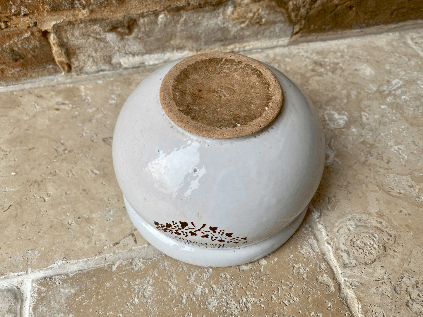 Antique Early 20th Century French Stoneware Advertising Confitures Nouvelles Pot