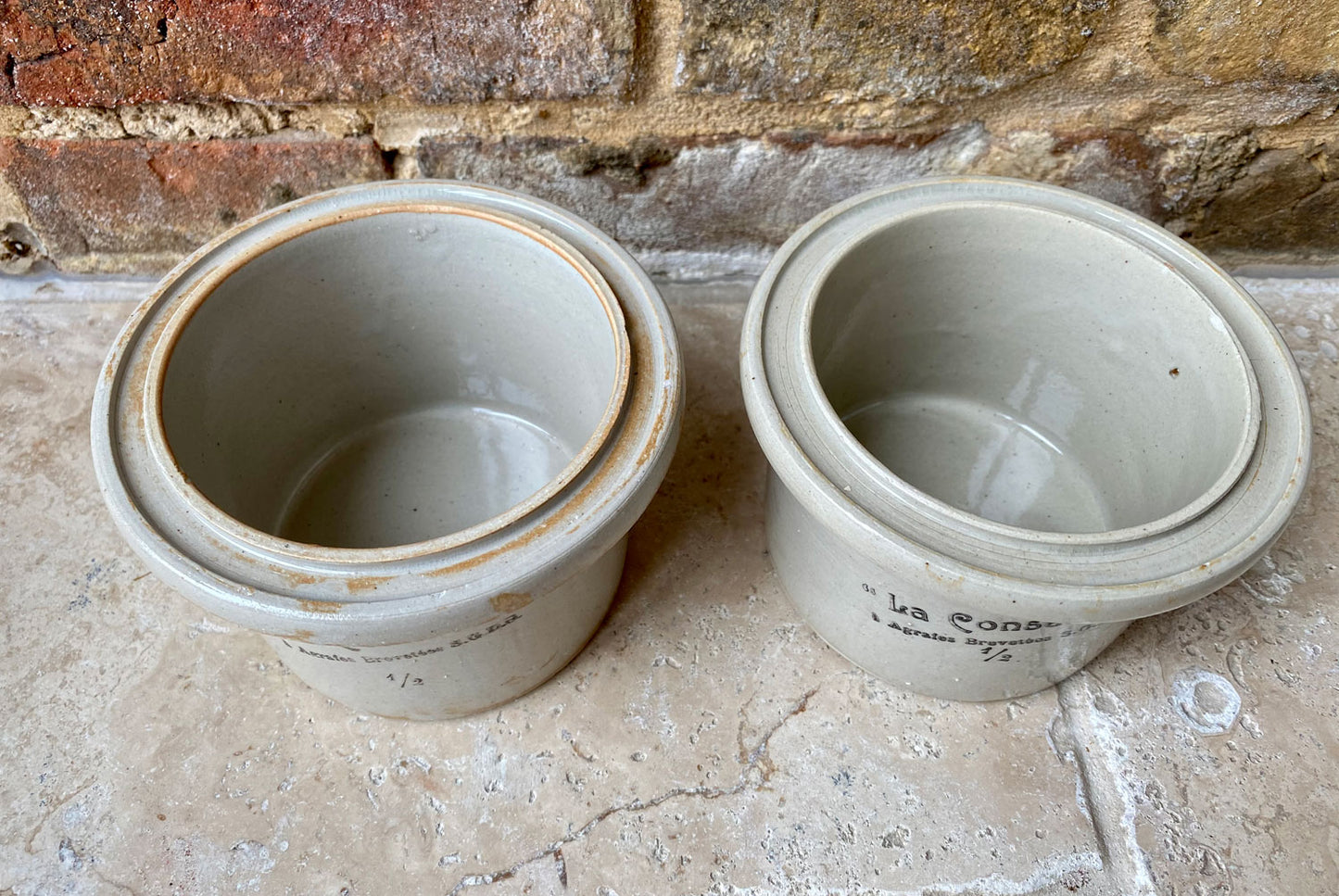 vintage french interior decor stoneware confit advertising pot la conserve