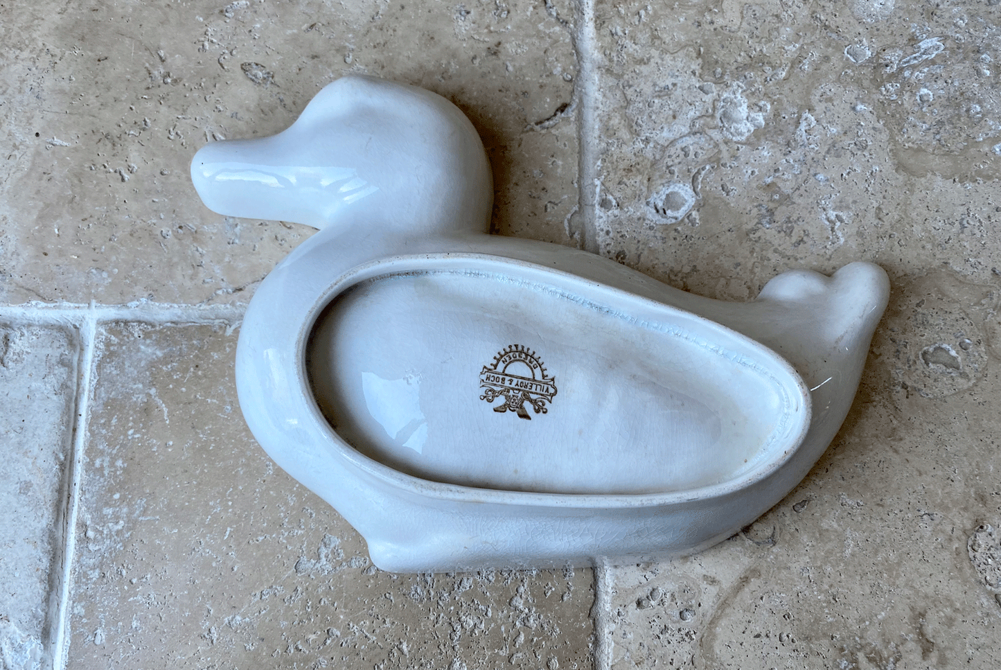 antique 1930s villeroy boch german white ironstone duck jelly mould