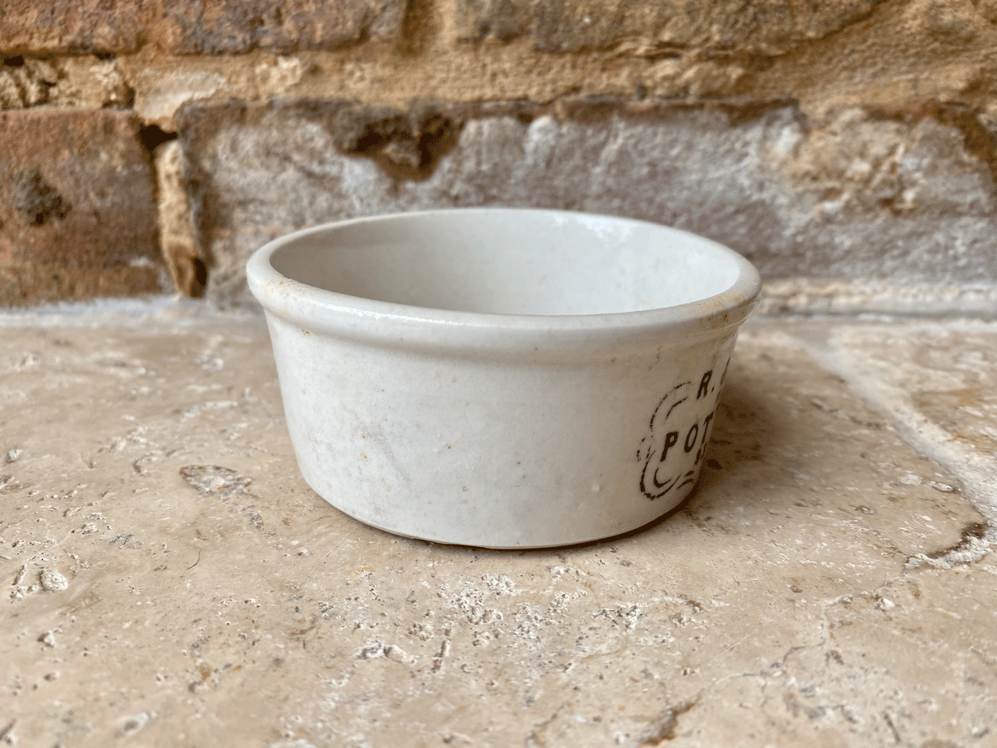 antique victorian white ironstone scottish english advertising pot r t gibson potted meats princes st edinburgh
