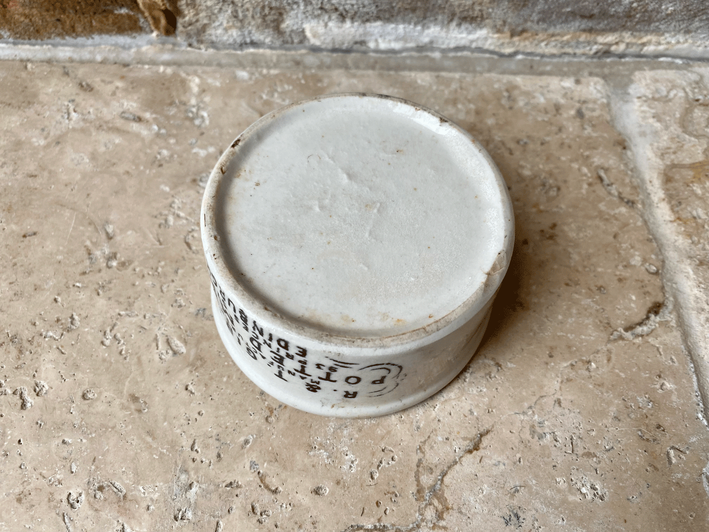 antique victorian white ironstone scottish english advertising pot r t gibson potted meats princes st edinburgh