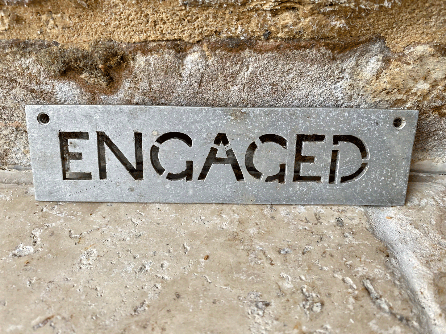 vintage english metal sign art deco stencil vacant engaged bathroom toilet sign