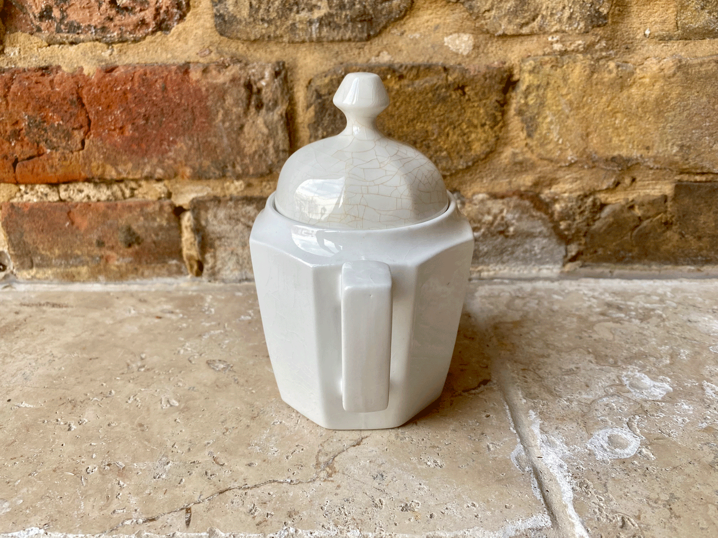 vintage mid century white ironstone sugar bowl dish pot grindley