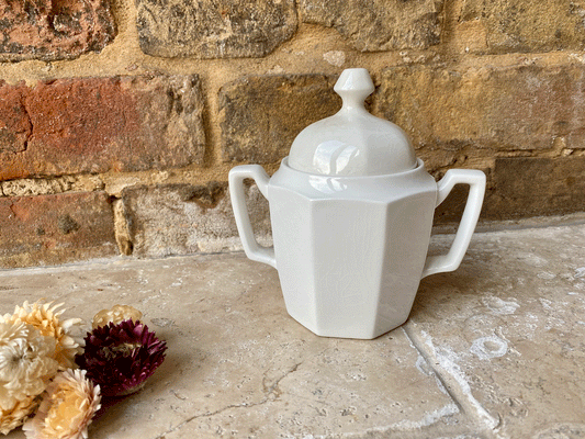 vintage mid century white ironstone sugar bowl dish pot grindley