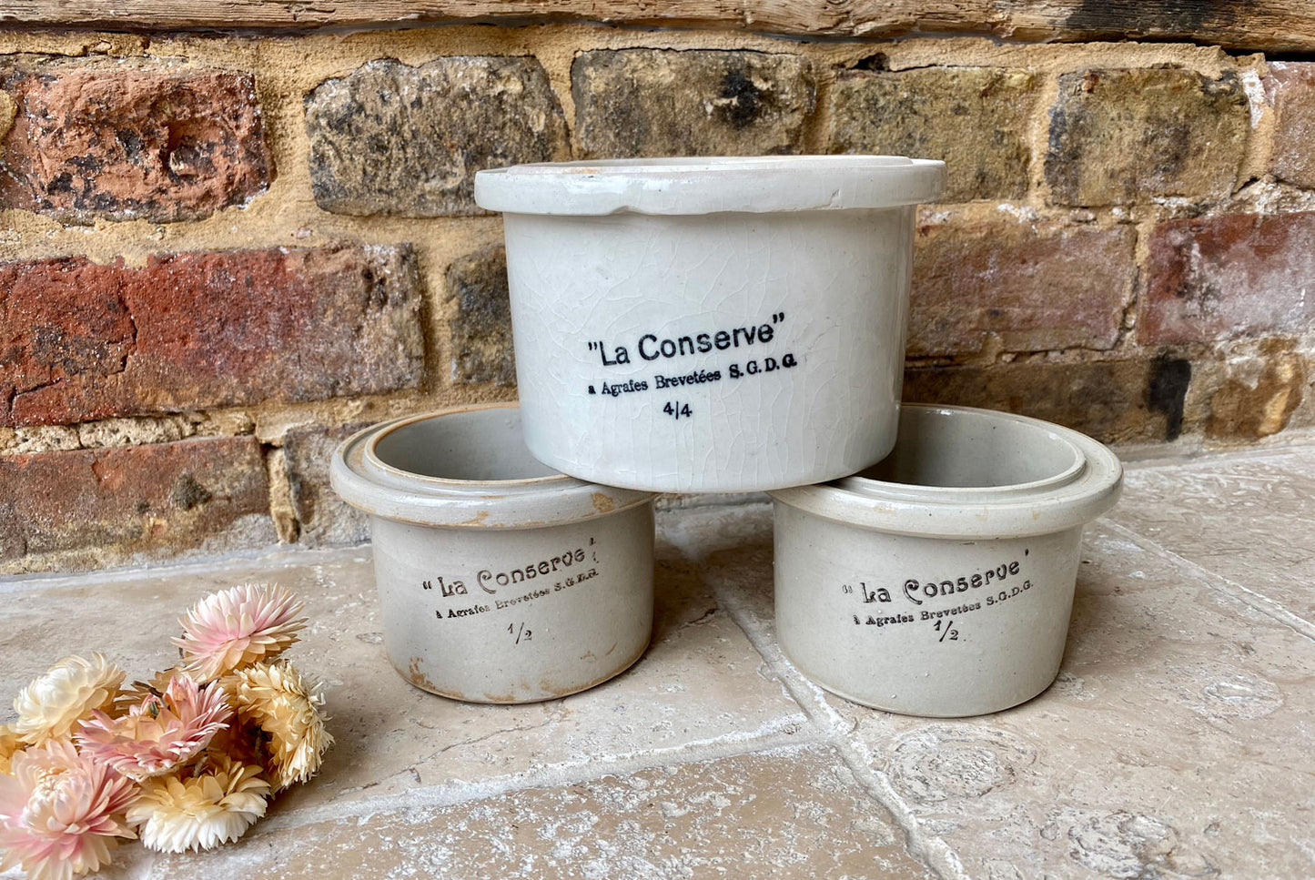 vintage french interior decor stoneware confit advertising pot la conserve