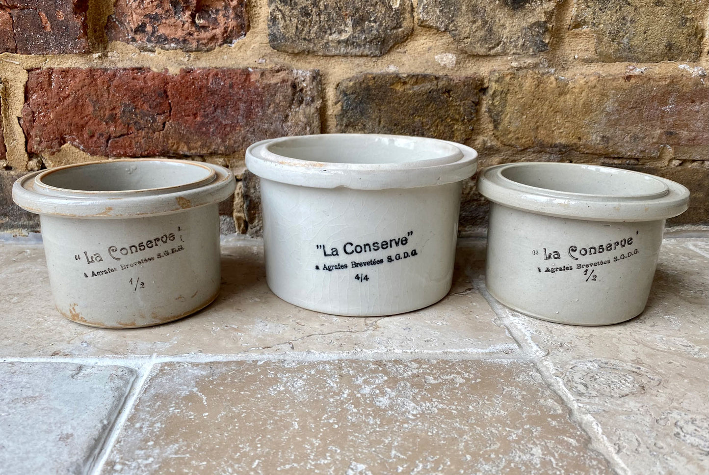 vintage french interior decor stoneware confit advertising pot la conserve