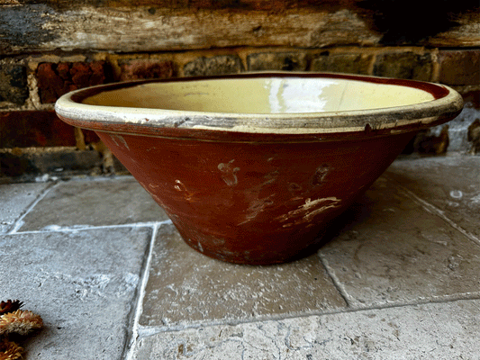 antique french extra large dairy pancheon rustic decorative bowl