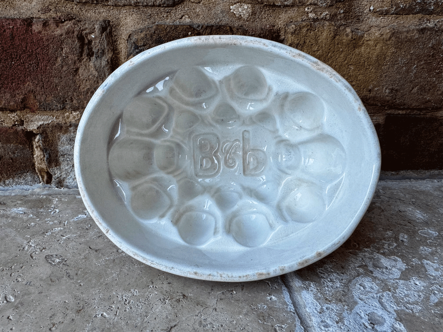 rare antique 1920s brown polson cornflour blancmange advertising jelly mould embossed initials