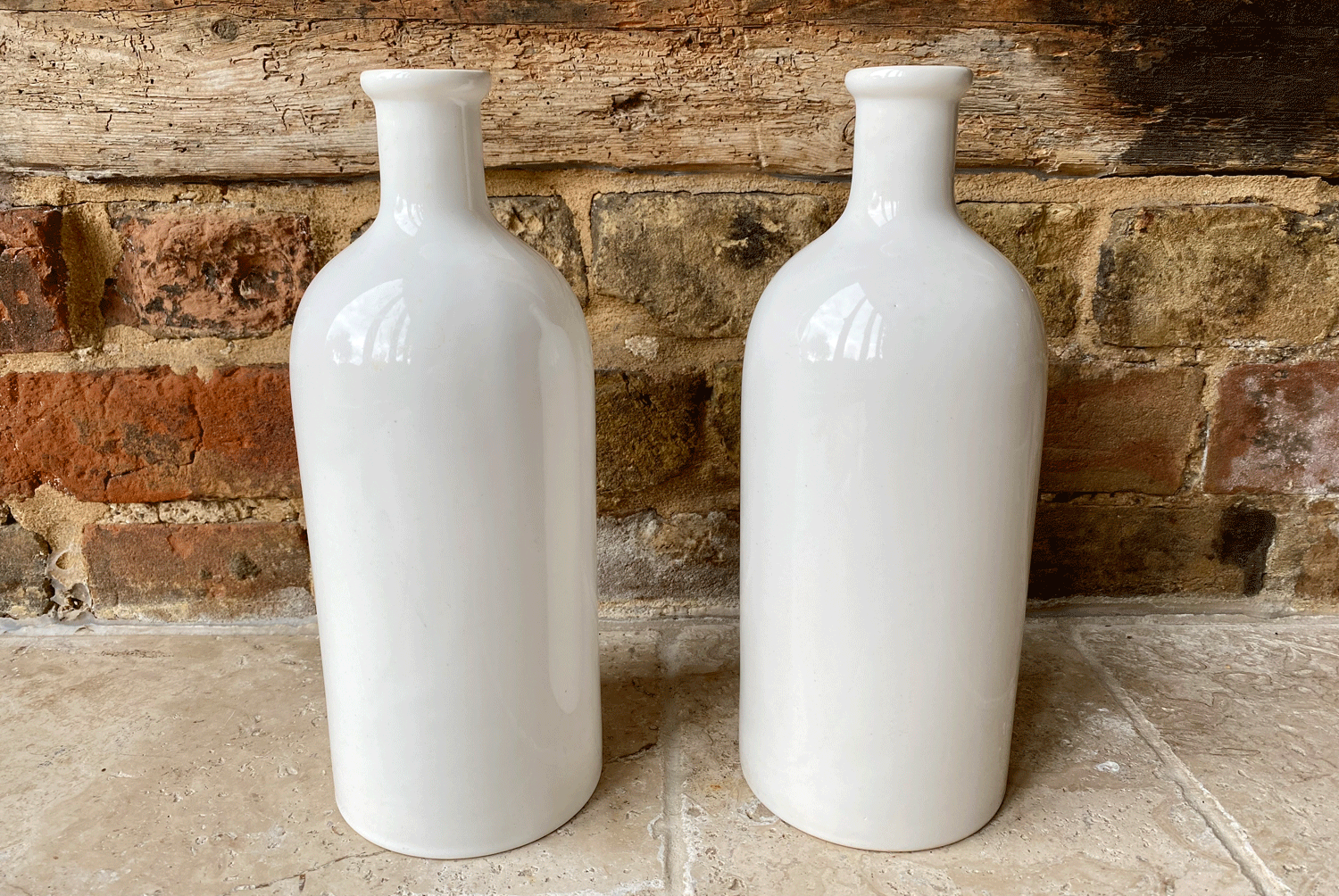 large vintage whiteware stoneware french art deco style bottle huile vinaigre