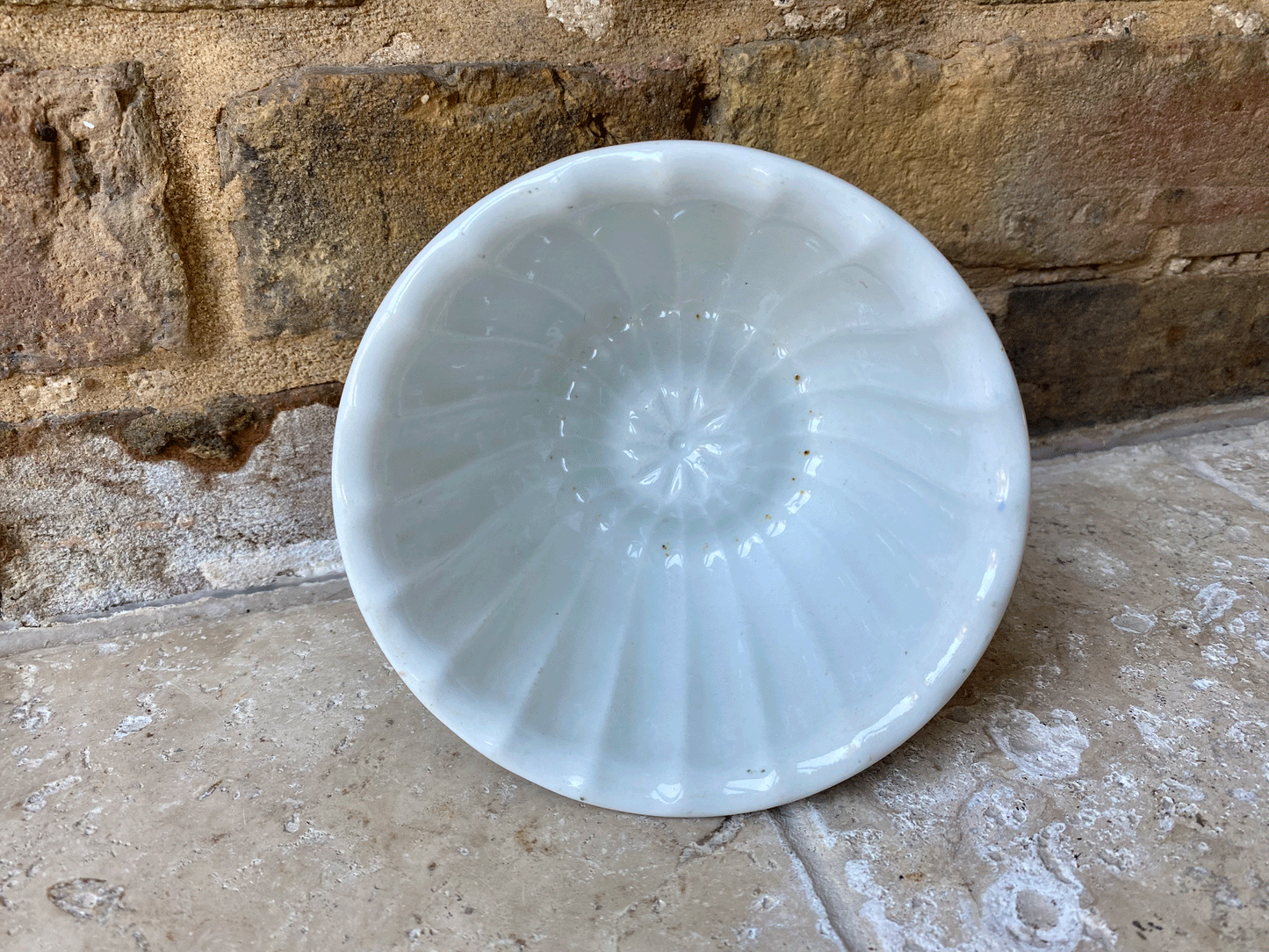 rare small antique white ironstone grimwades paragon advertising jelly blancmange mould white ironstone