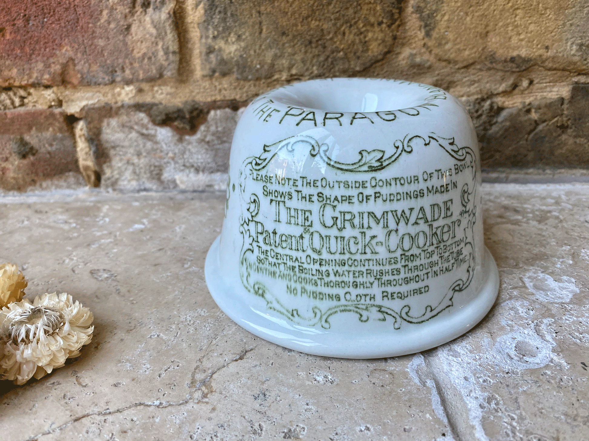 rare small antique white ironstone grimwades paragon advertising jelly blancmange mould white ironstone