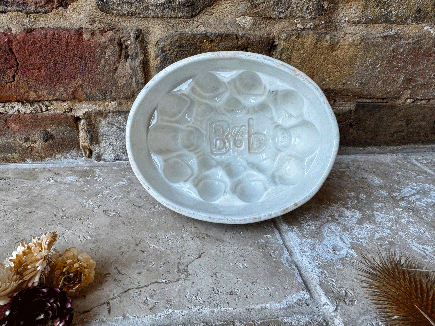 rare antique 1920s brown polson cornflour blancmange advertising jelly mould embossed initials