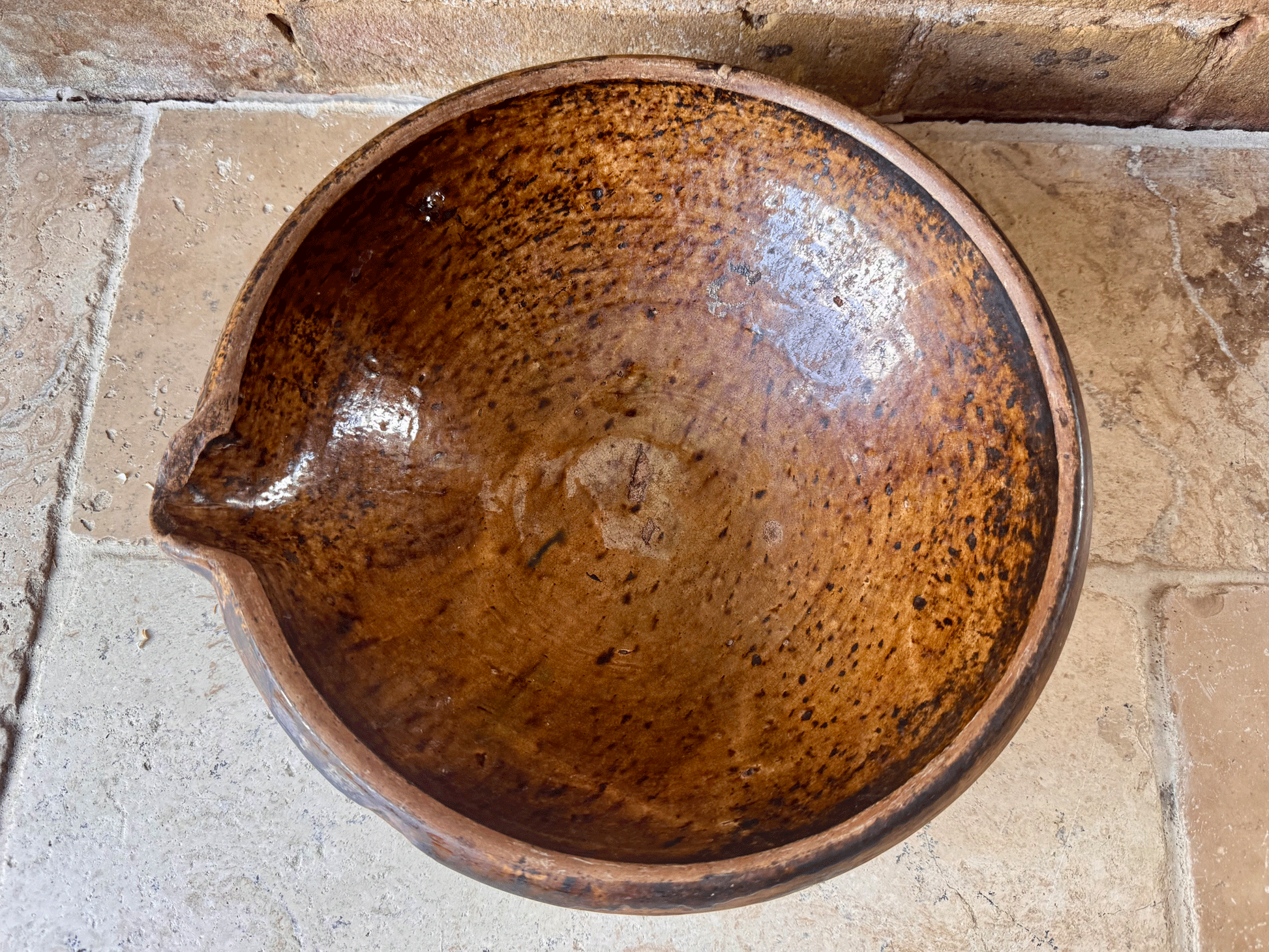 rustic antique belgian glazed earthenware terracotta pancheon dairy milk pan tian mixing bowl