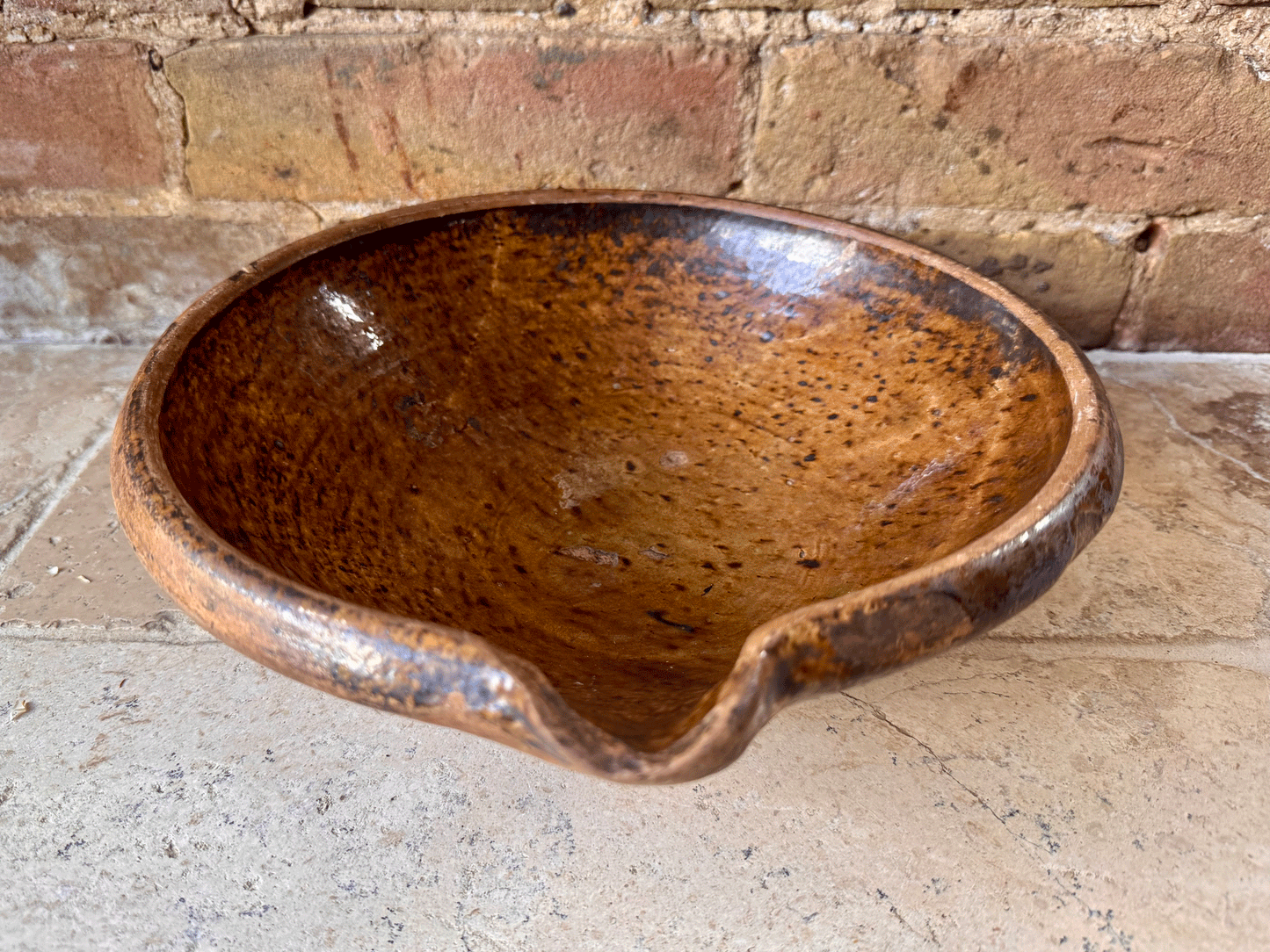 rustic antique belgian glazed earthenware terracotta pancheon dairy milk pan tian mixing bowl