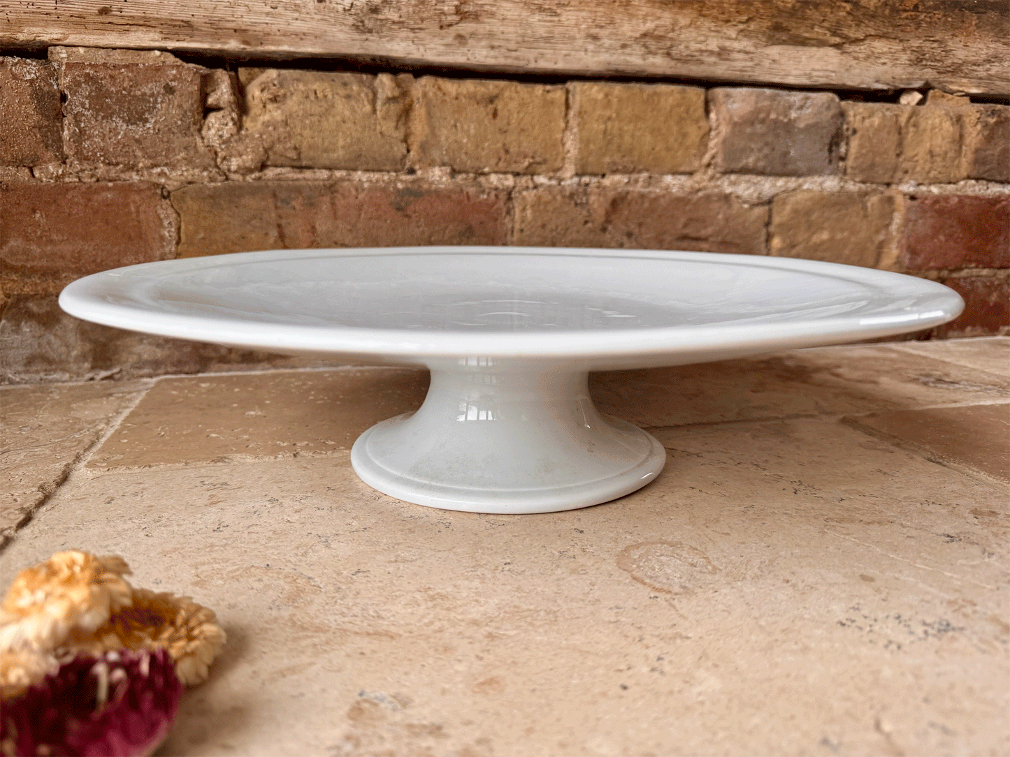 antique 19th century 800s extra large plain white ironstone cake stand butchers patisserie