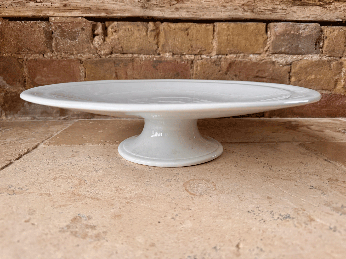 antique 19th century 800s extra large plain white ironstone cake stand butchers patisserie