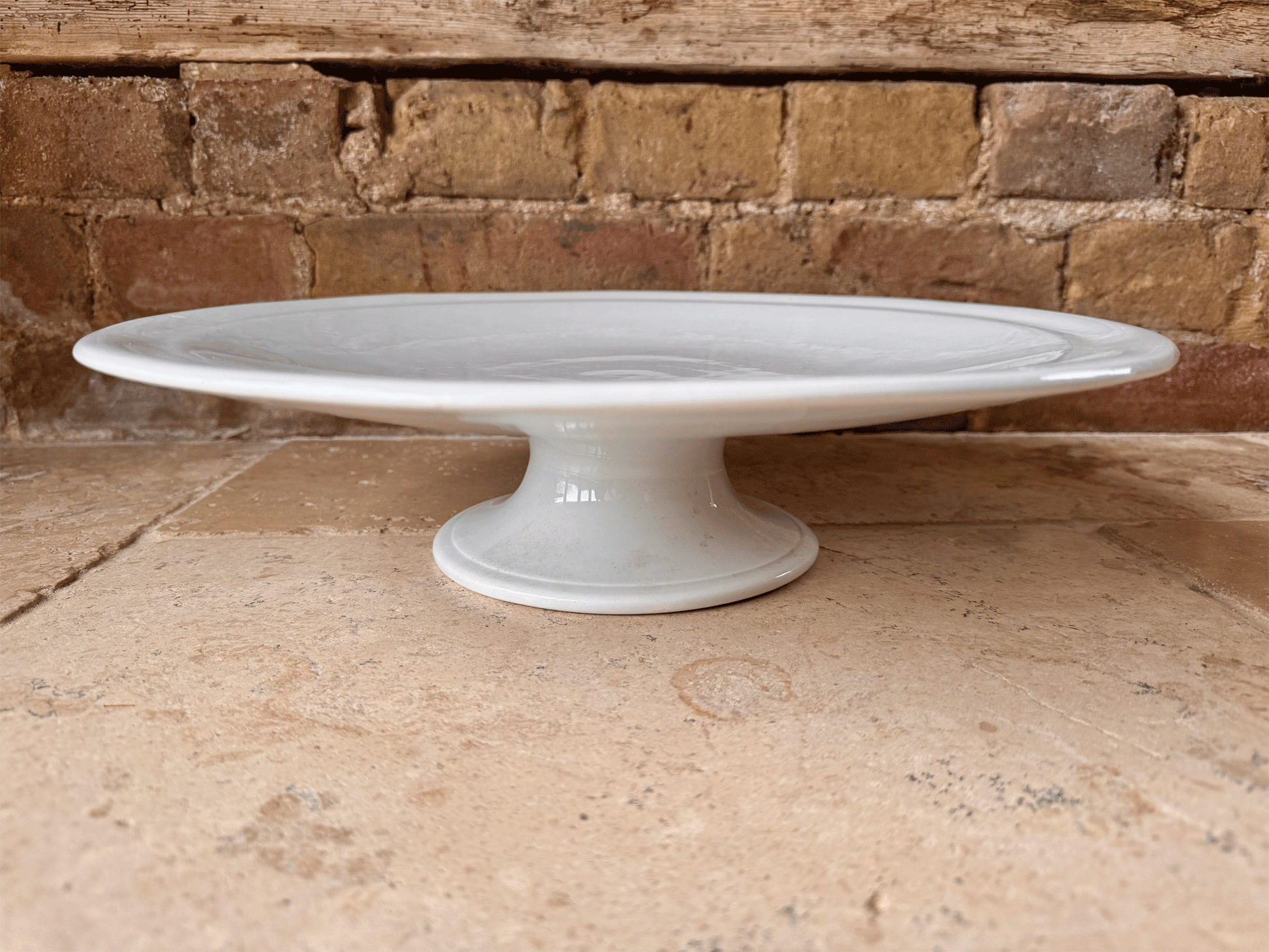antique 19th century 800s extra large plain white ironstone cake stand butchers patisserie