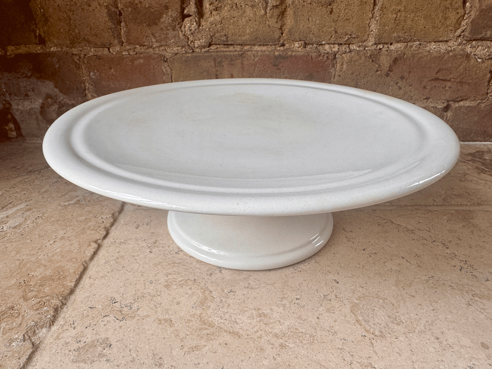antique large plain white ironstone dutch cake patisserie stand societe ceramique