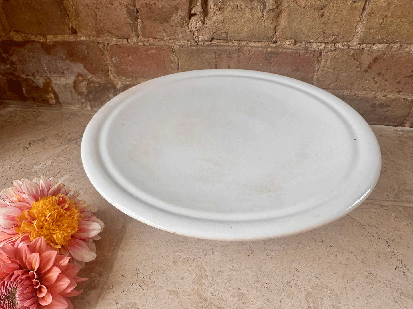 antique large plain white ironstone dutch cake patisserie stand societe ceramique