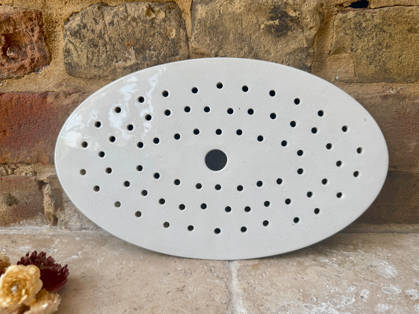 antique dutch plain white ironstone petrus regout drainer berry plate