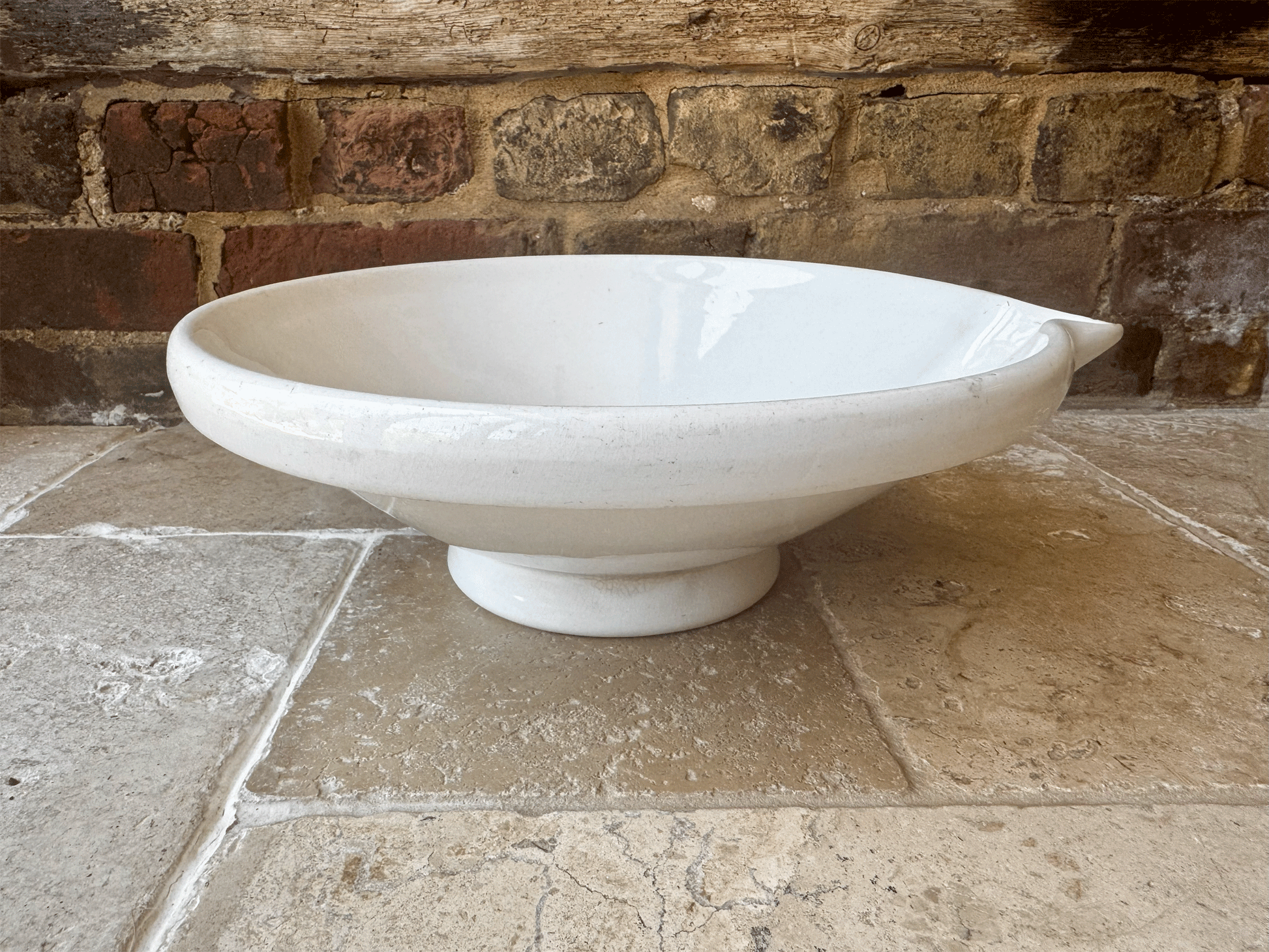 large antique white ironstone dairy bowl cream separator dairy milk bowl dutch societe ceramique