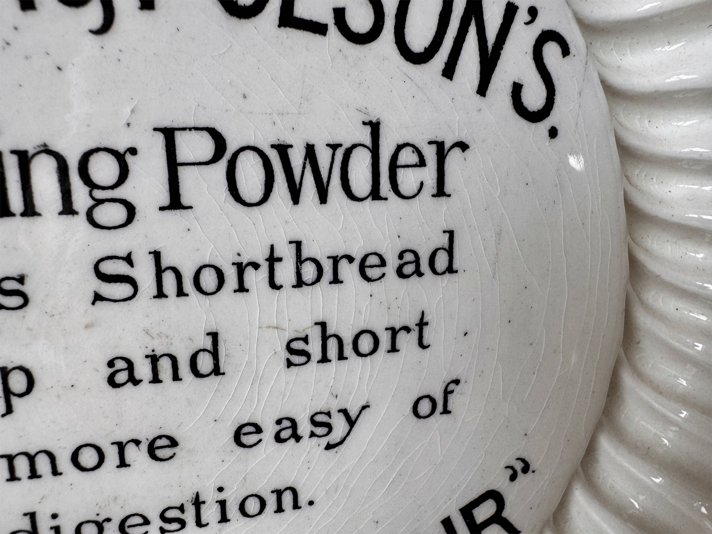 antique edwardian english white ironstone shortlbread mould advertising brown polson paisley flour