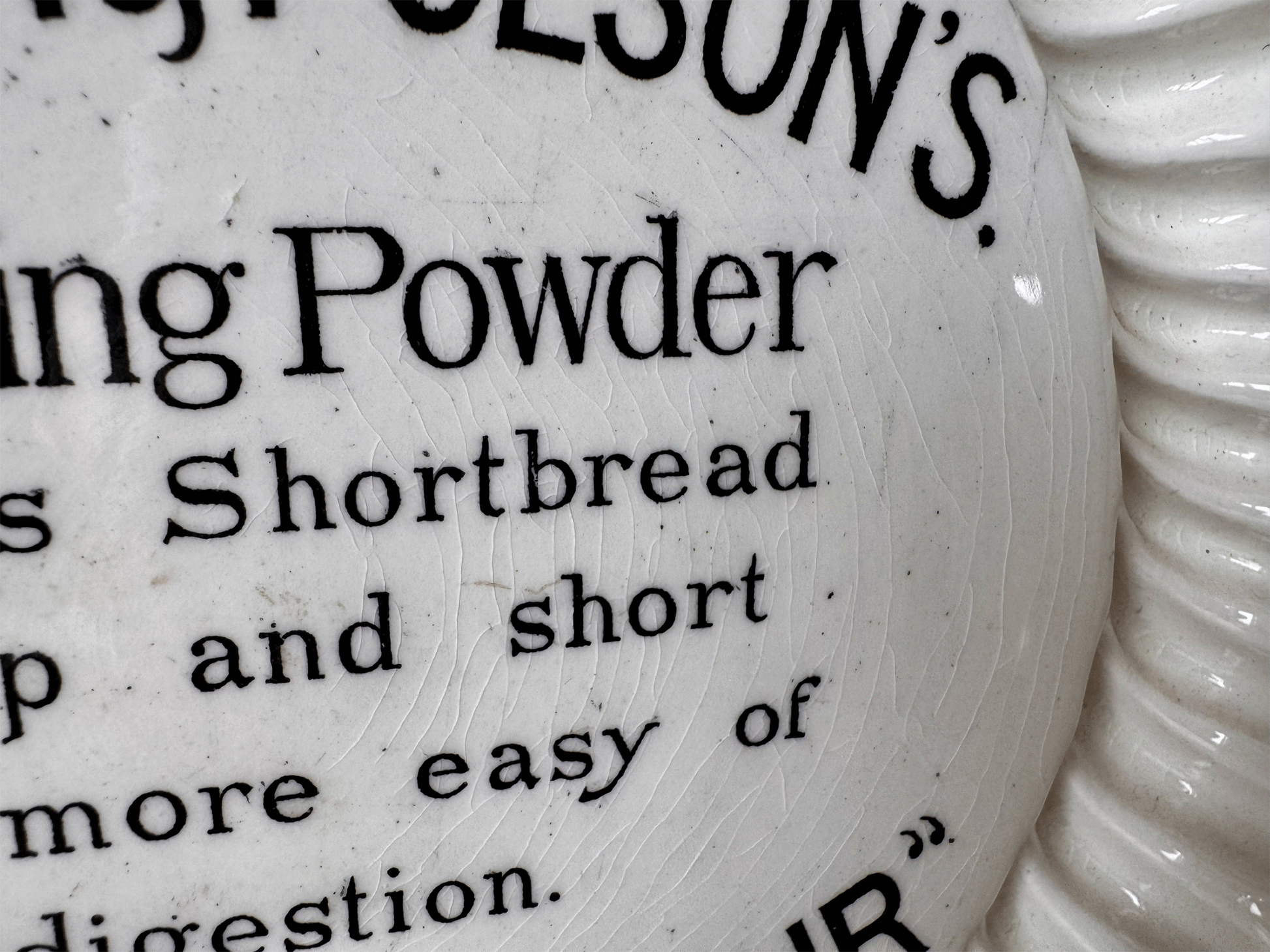 antique edwardian english white ironstone shortlbread mould advertising brown polson paisley flour