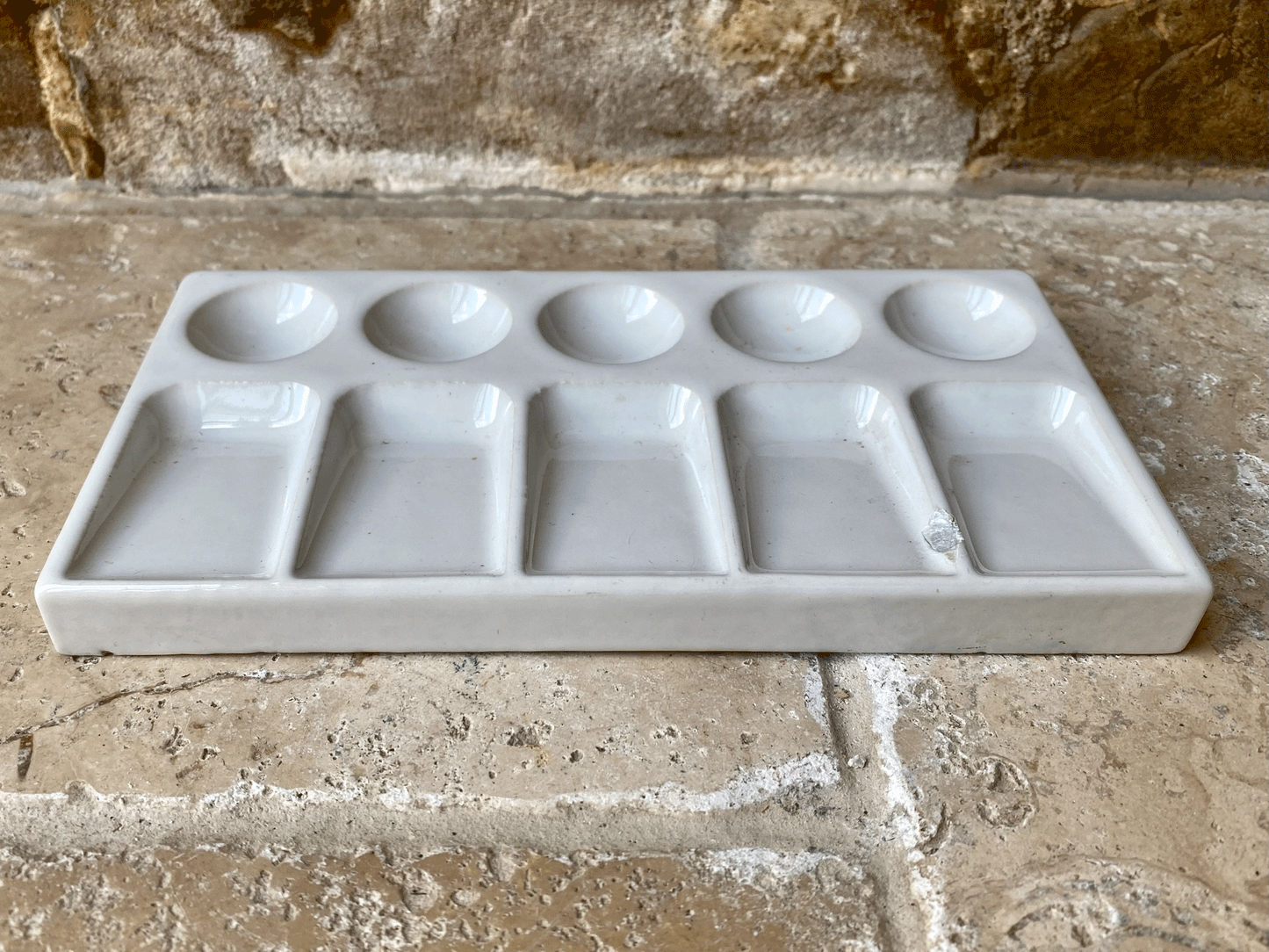 antique edwardian white ironstone paint palette